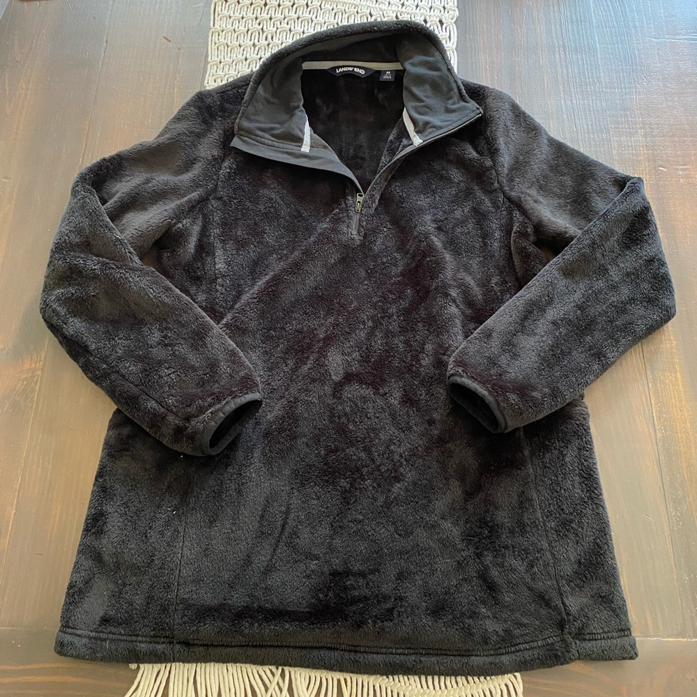 Lands End fuzzy fleece 1/4 zip up sweatshirt